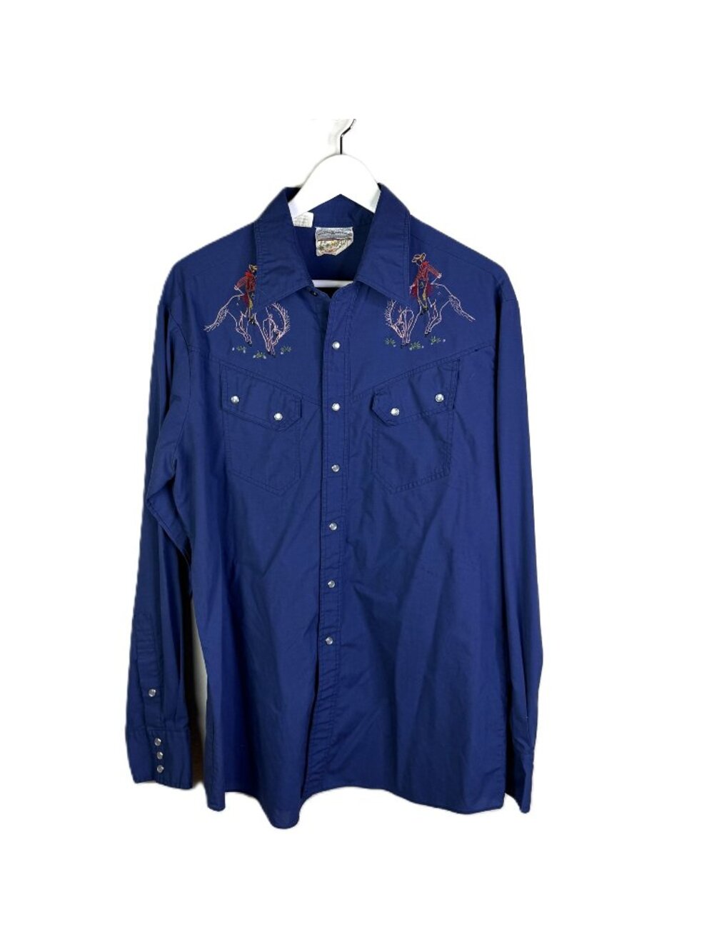 Vintage 70s 80s Rocking Ranchwear Embroidered Snap Front Western Shirt, Size XL